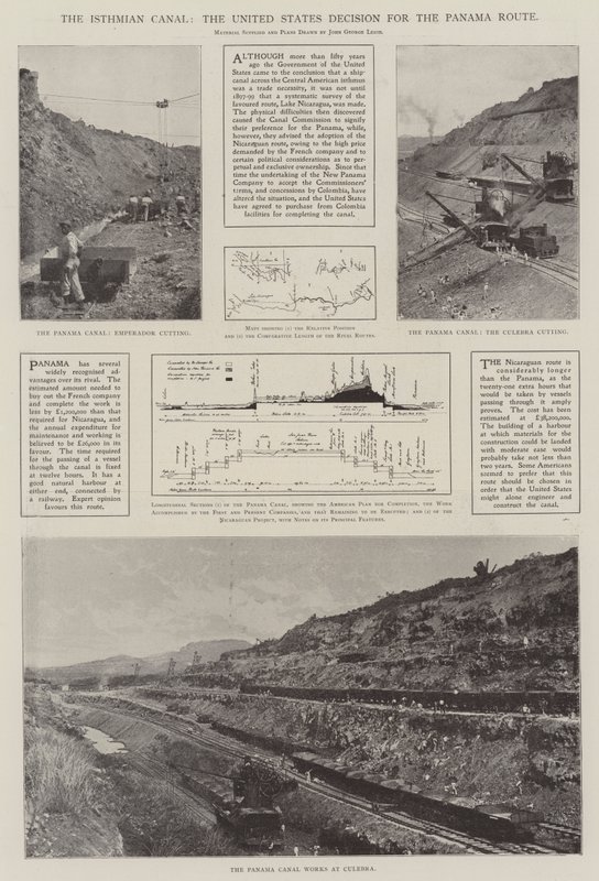 Het Isthmian-kanaal, de beslissing van de Verenigde Staten voor de Panama-route door English Photographer