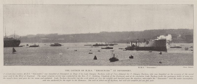 De Lancering van HMS Encounter in Devonport door English Photographer