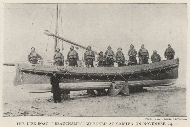 De Reddingsboot Beauchamp, gestrand bij Caister op 14 november door English Photographer