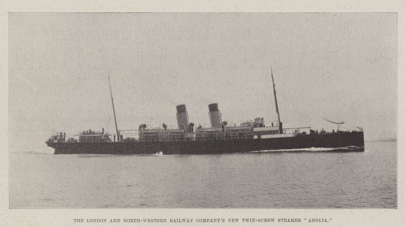 De nieuwe tweeschroefstoomboot Anglia van de London and North-Western Railway Company door English Photographer