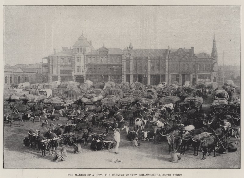 De opkomst van een stad, de ochtendmarkt, Johannesburg, Zuid-Afrika door English Photographer