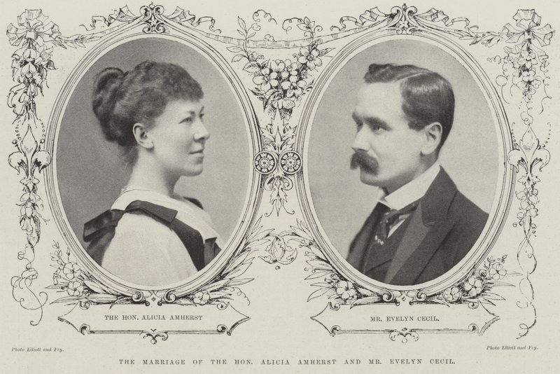 Het huwelijk van de eerwaarde Alicia Amherst en de heer Evelyn Cecil door English Photographer