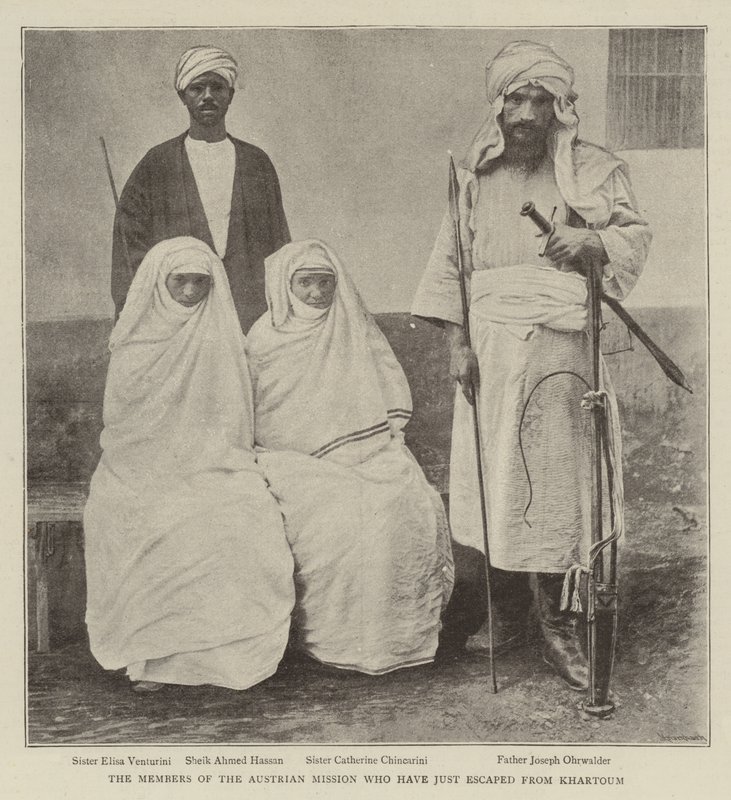 De Leden van de Oostenrijkse Missie die net uit Khartoum zijn ontsnapt door English Photographer
