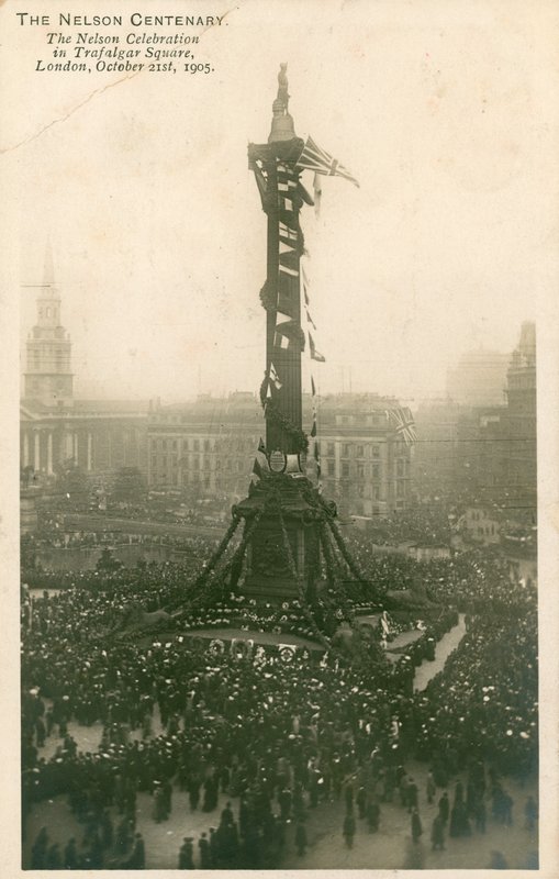 De Nelson viering op Trafalgar Square, Londen, 21 oktober 1905 door English Photographer