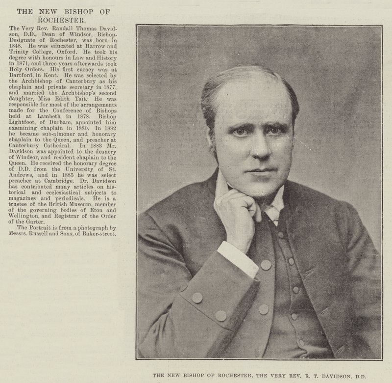 De nieuwe bisschop van Rochester, de zeer eerwaarde R T Davidson, DD door English Photographer