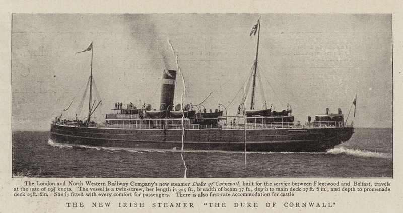 De nieuwe Ierse stoomboot The Duke of Cornwall door English Photographer