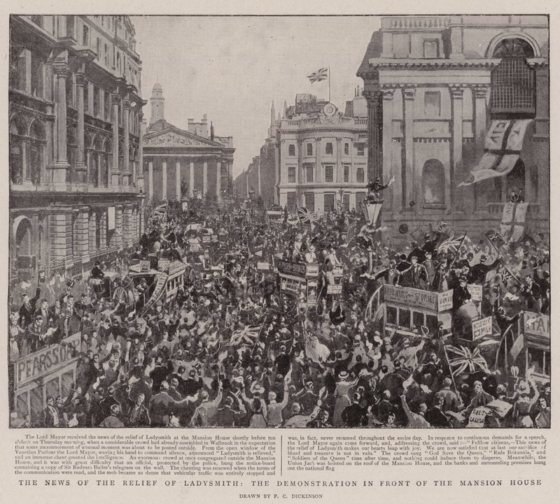 Het nieuws van de bevrijding van Ladysmith, de demonstratie voor het Mansion House door English Photographer