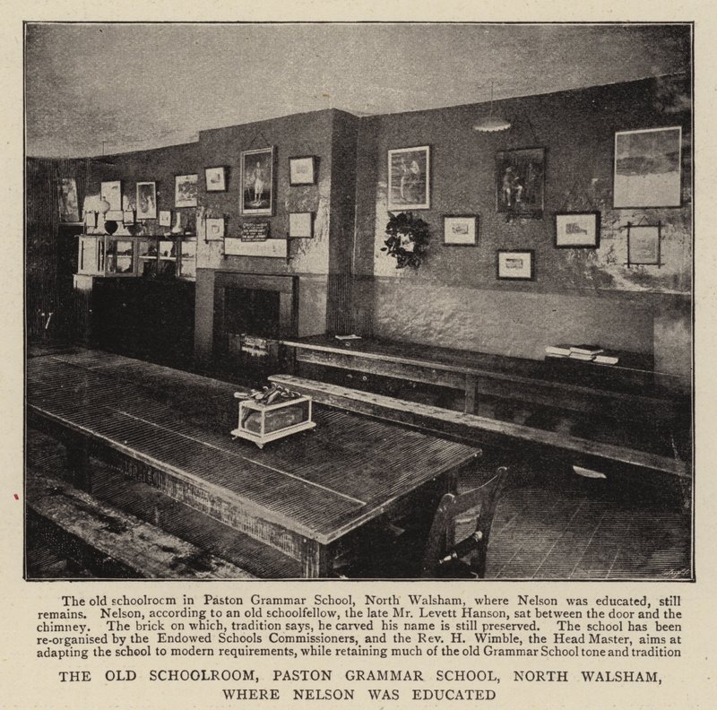 Het oude klaslokaal, Paston Grammar School, North Walsham, waar Nelson werd opgeleid door English Photographer