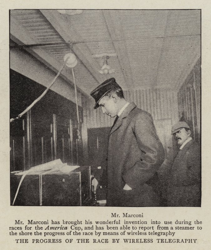 De voortgang van de race door draadloze telegrafie door English Photographer