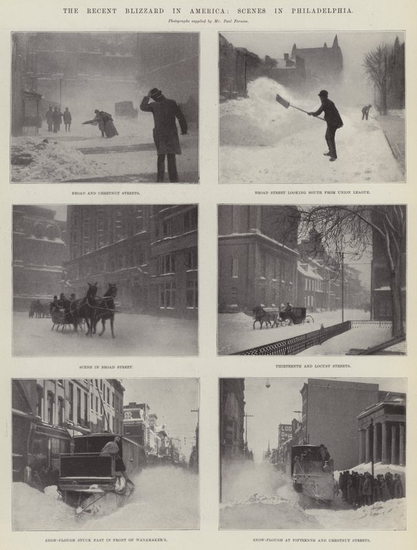 De recente sneeuwstorm in Amerika, scènes in Philadelphia door English Photographer