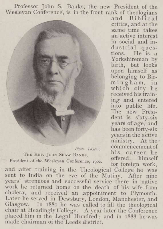 De eerwaarde John Shaw Banks, voorzitter van de Wesleyan Conference, 1902 door English Photographer