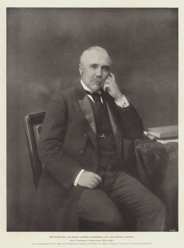 De rechter eerwaarde Sir Henry Campbell-Bannerman, parlementslid voor Stirling District door English Photographer
