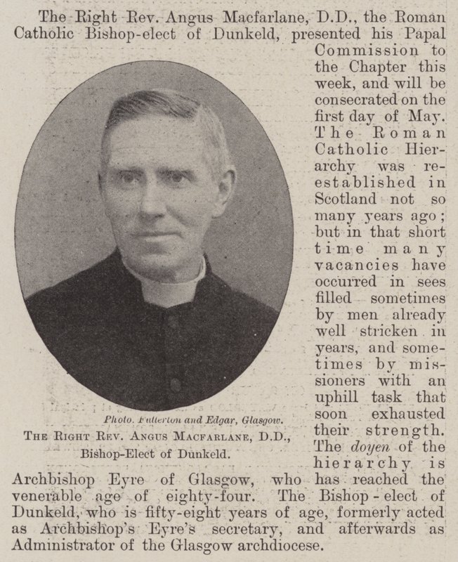 De Zeer Eerwaarde Angus Macfarlane, DD, Bisschop-Elect van Dunkeld door English Photographer