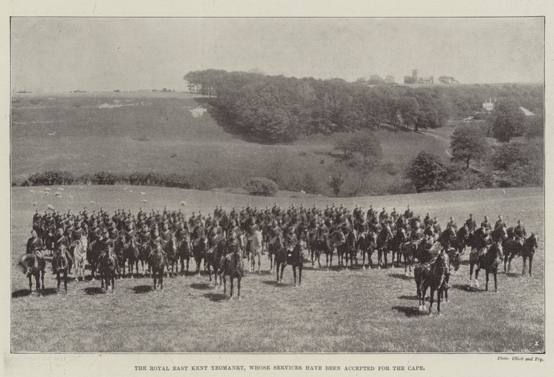 De Royal East Kent Yeomanry, waarvan de dienst is geaccepteerd voor de Kaap door English Photographer