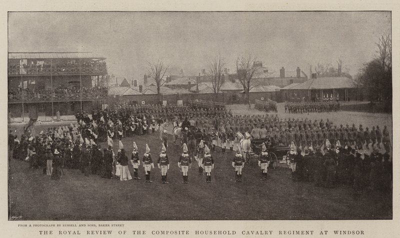 De Koninklijke Review van het Samengestelde Huishoudelijke Cavalerie Regiment in Windsor door English Photographer