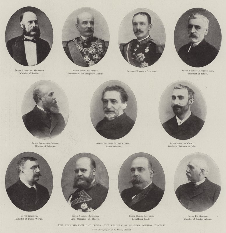 De Spaans-Amerikaanse crisis, de leiders van de Spaanse opinie vandaag door English Photographer