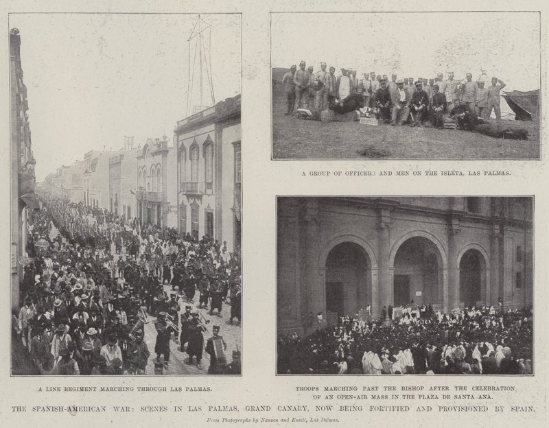 De Spaans-Amerikaanse oorlog, scènes in Las Palmas, Gran Canaria, nu versterkt en bevoorraad door Spanje door English Photographer