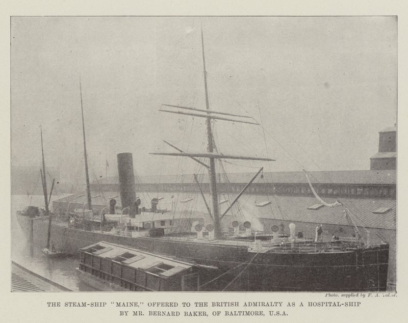 Het Stoomschip Maine, aangeboden aan de Britse Admiraliteit als Hospitaalschip door Mr Bernard Baker, uit Baltimore, VS door English Photographer