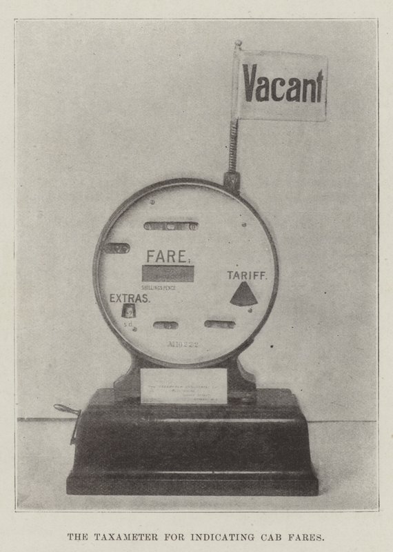 De taxameter voor het aangeven van taxitarieven door English Photographer
