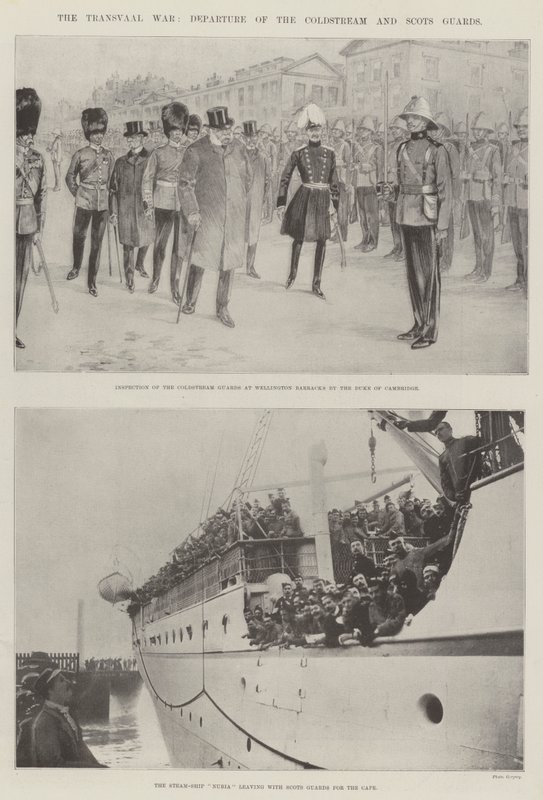 De Transvaal Oorlog, vertrek van de Coldstream en Scots Guards door English Photographer