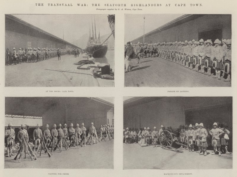 De Transvaaloorlog, de Seaforth Highlanders in Kaapstad door English Photographer