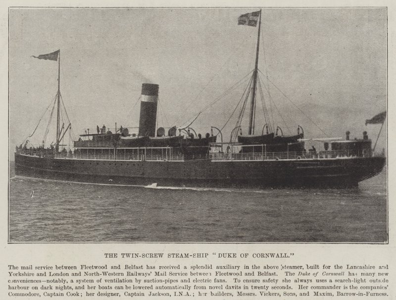 De tweeschroef-stoomschip Duke of Cornwall door English Photographer