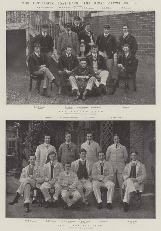 De Universiteitsbootrace, de Rivaliserende Teams van 1902 door English Photographer
