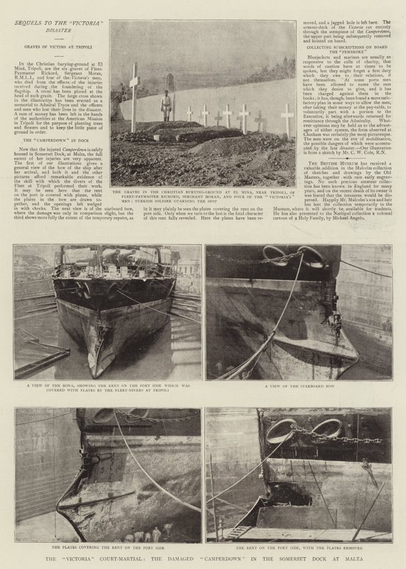 De Victoria-krijgsraad, de beschadigde Camperdown in het Somerset Dock in Malta door English Photographer