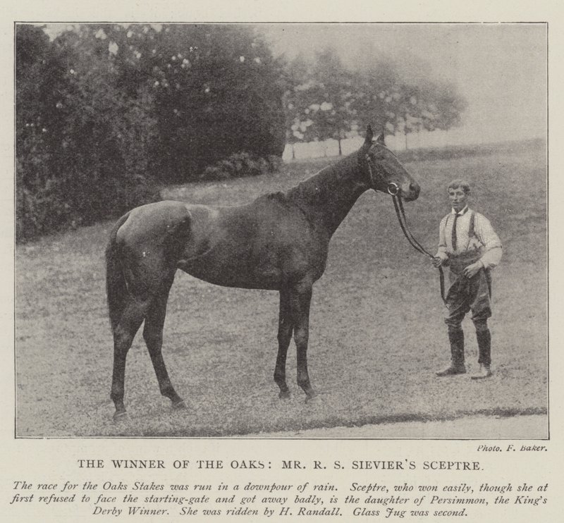 De Winnaar van de Oaks, Mr R S Sieviers Sceptre door English Photographer