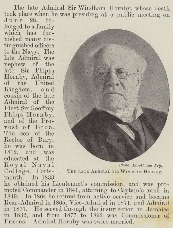 De overleden admiraal Sir Windham Hornby door English Photographer