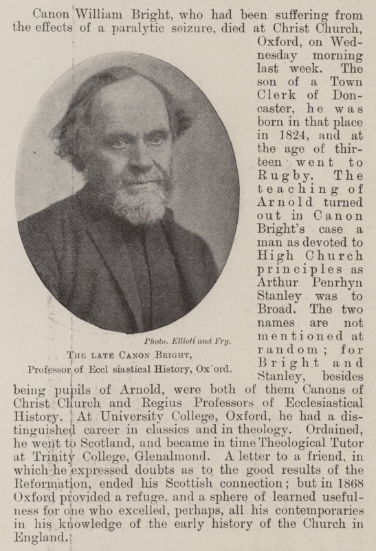 De overleden kanunnik Bright, professor in kerkgeschiedenis, Oxford door English Photographer