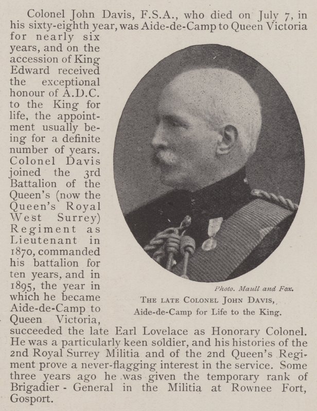 De overleden kolonel John Davis, adjudant voor het leven van de koning door English Photographer