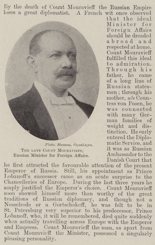 De overleden graaf Mouravieff, Russische minister van Buitenlandse Zaken door English Photographer