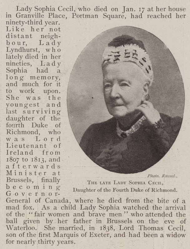 De overleden Lady Sophia Cecil, dochter van de vierde hertog van Richmond door English Photographer