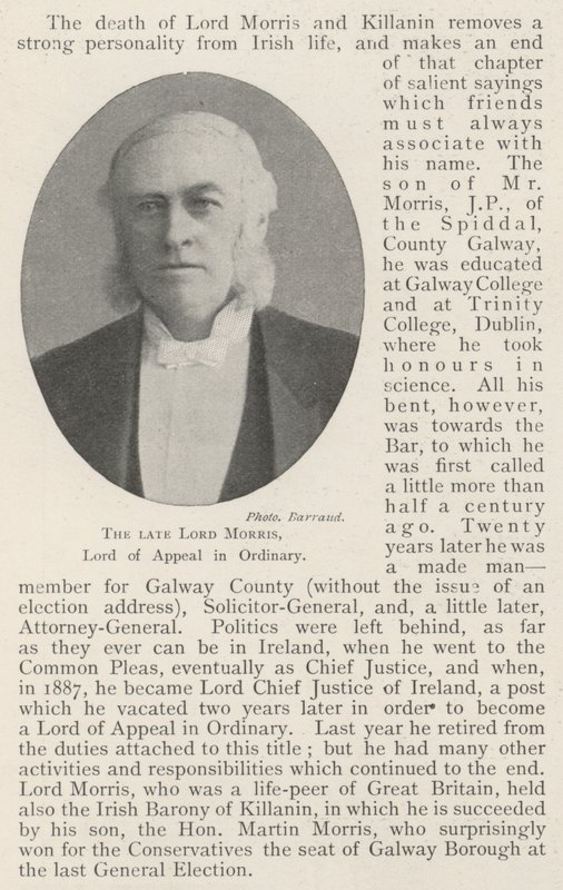 De overleden Lord Morris, Lord of Appeal in Ordinary door English Photographer