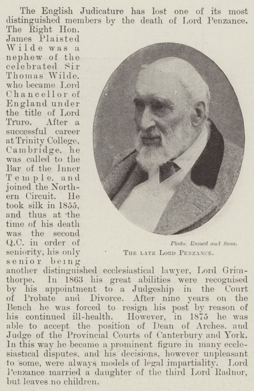 De overleden Lord Penzance door English Photographer