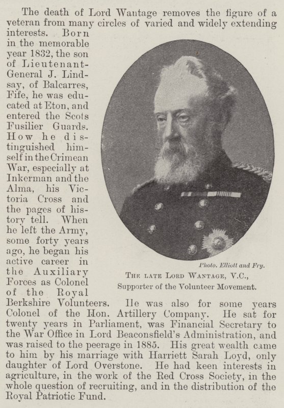 De overleden Lord Wantage, VC, Ondersteuner van de Vrijwilligersbeweging door English Photographer