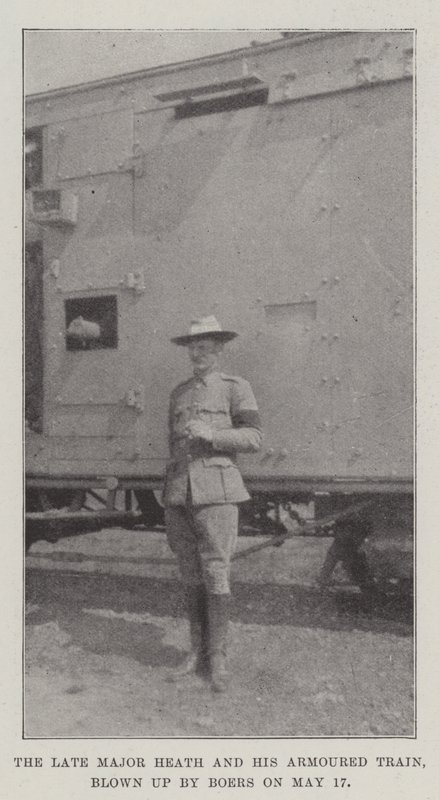 De overleden Majoor Heath en zijn Gepantserde Trein, opgeblazen door Boeren op 17 mei door English Photographer