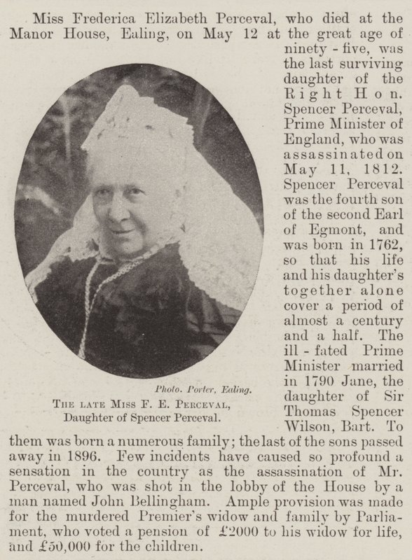 De overleden Miss F E Perceval, dochter van Spencer Perceval door English Photographer