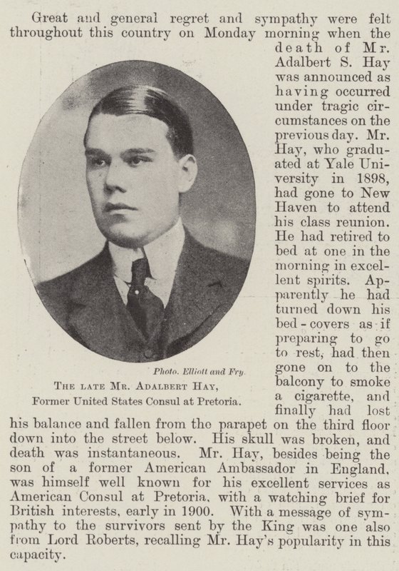 De overleden heer Adalbert Hay, Voormalig Consul van de Verenigde Staten in Pretoria door English Photographer