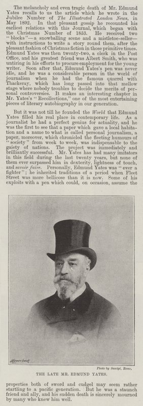 De overleden Mr Edmund Yates door English Photographer
