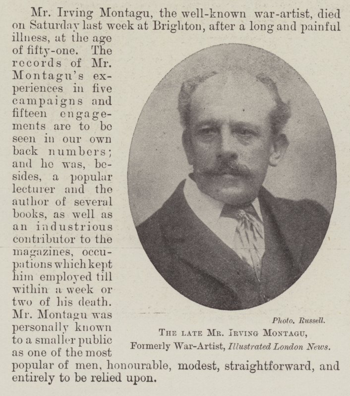 Wijlen Mr Irving Montagu, voormalig oorlogskunstenaar, Illustrated London News door English Photographer