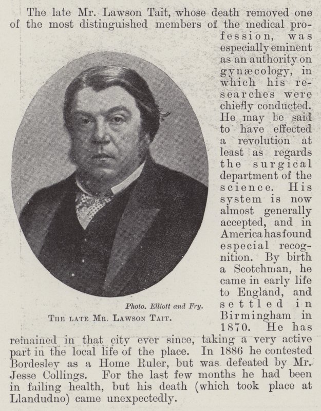 De overleden Mr Lawson Tait door English Photographer