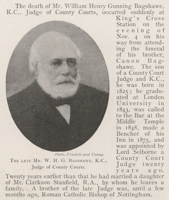 De overleden Mr W H G Bagshawe, KC, Rechter van County Courts door English Photographer