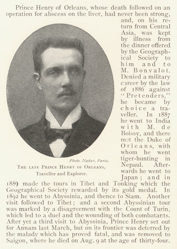 De overleden Prins Hendrik van Orléans, Reiziger en Ontdekkingsreiziger door English Photographer
