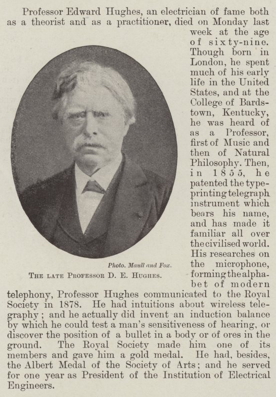 De overleden professor D E Hughes door English Photographer