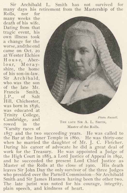 De overleden Sir A L Smith, Master of the Rolls door English Photographer