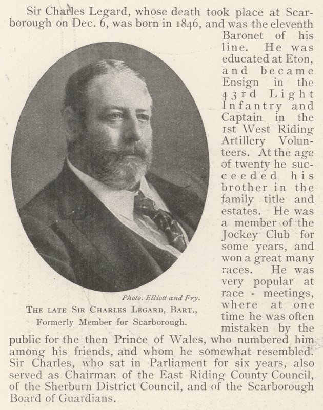 De overleden Sir Charles Legard, baronet, voormalig lid voor Scarborough door English Photographer