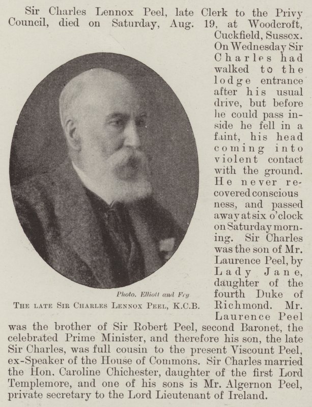 De overleden Sir Charles Lennox Peel, KCB door English Photographer