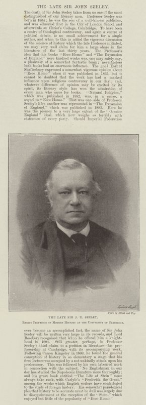 De overleden Sir J R Seeley, Regius Professor of Modern History aan de Universiteit van Cambridge door English Photographer